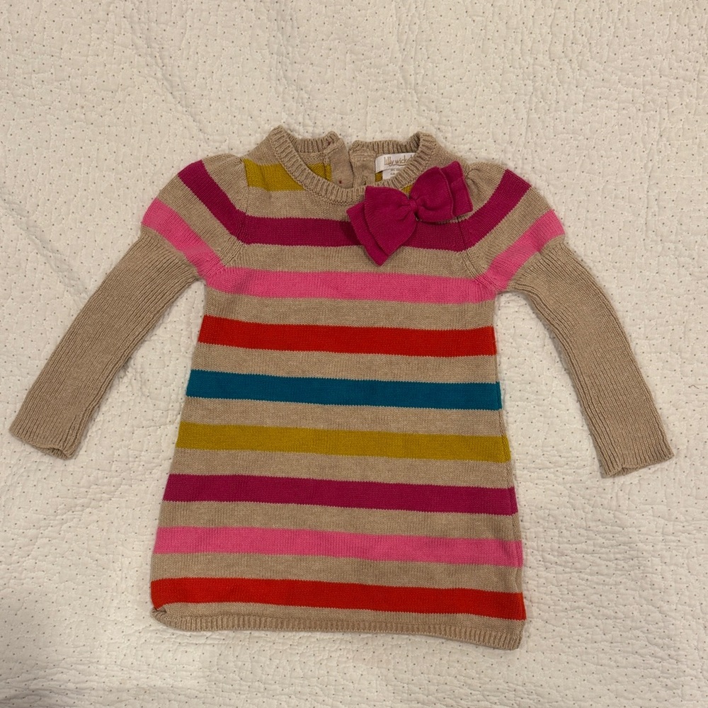 Colorful Striped Kids Sweater with Bow